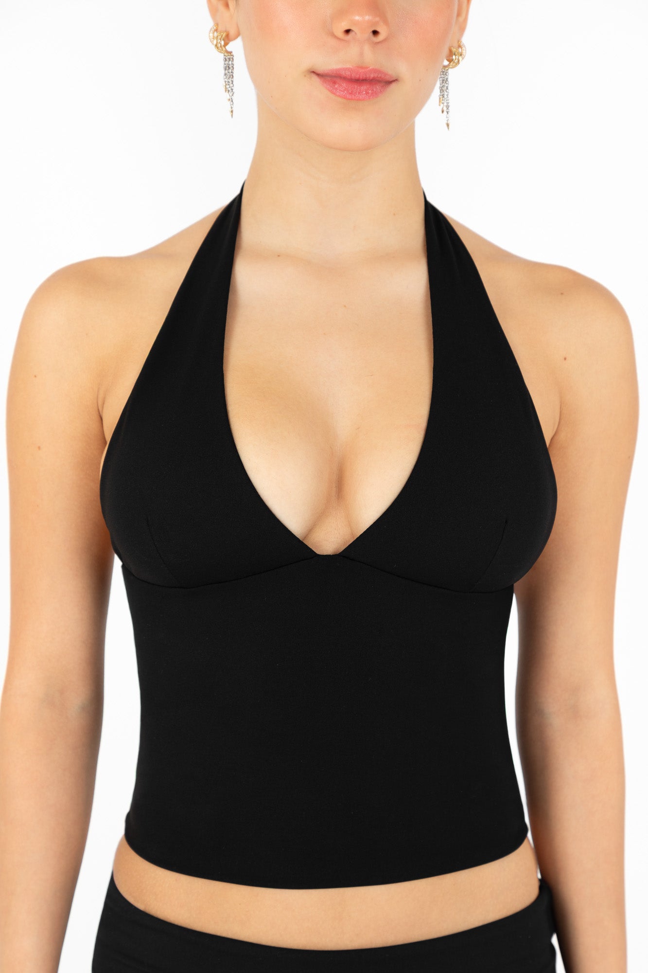 SANA HALTER TOP BLACK