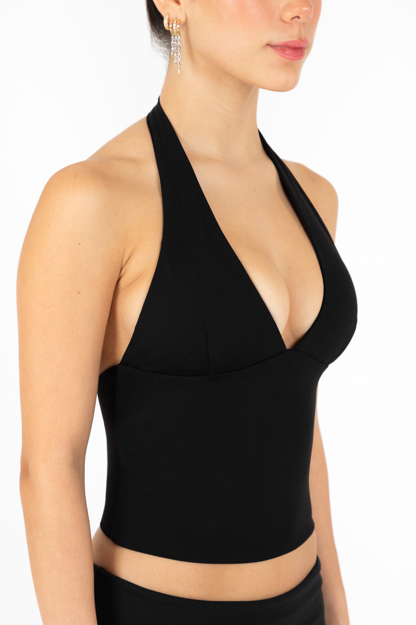 SANA HALTER TOP BLACK